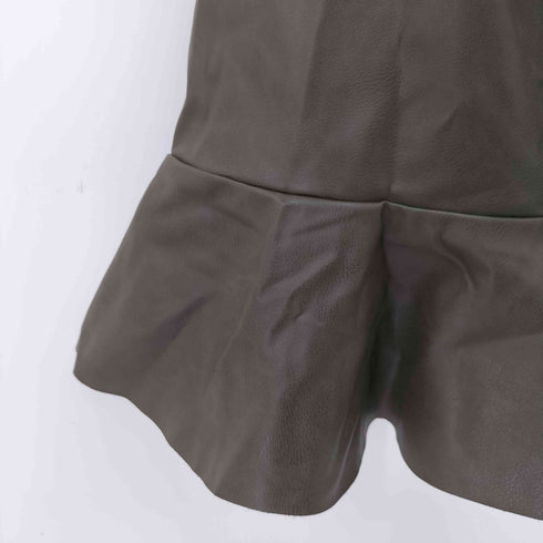 ザラ ZARA Green Faux Leather Ruffled Pinafore Dress レディース import:XS