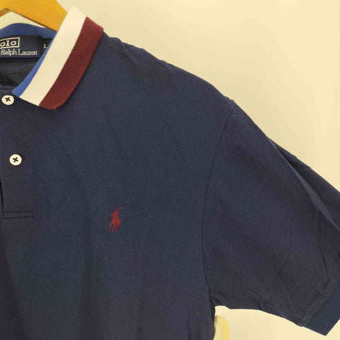 ポロバイラルフローレン Polo by RALPH LAUREN ポニー 刺繍 襟 ライン 鹿の子 ポロシャツ メンズ import:L