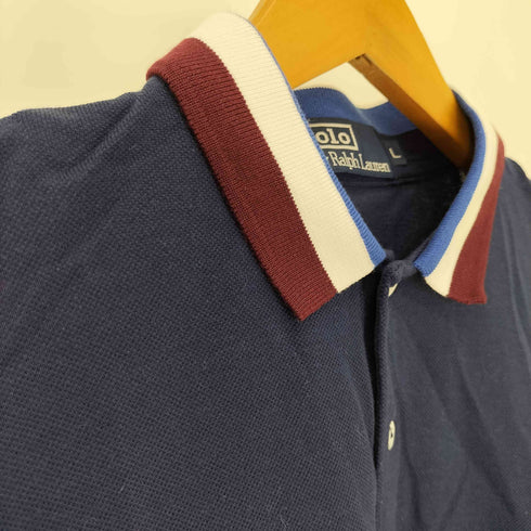 ポロバイラルフローレン Polo by RALPH LAUREN ポニー 刺繍 襟 ライン 鹿の子 ポロシャツ メンズ import:L