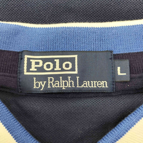 ポロバイラルフローレン Polo by RALPH LAUREN ポニー 刺繍 襟 ライン 鹿の子 ポロシャツ メンズ import:L