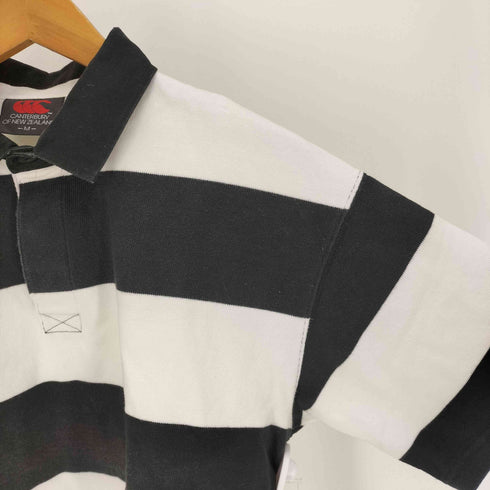 カンタベリーオブニュージーランド CANTERBURY OF NEW ZEALAND モノトーン ボーダー S/S ラガーシャツ ポロシャツ メンズ import:M