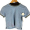 ステューシー Stussy OLD 紺タグ リブボーダー 袖ロゴ刺繍 パイル地 S/S クロップド Tシャツ ピチT レディース import:S
