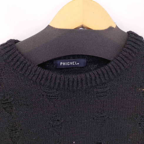 フィグベル PHIGVEL ウール混 クラッシュ加工 L/S ニット メンズ JPN:1