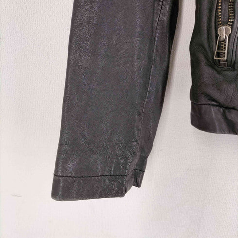 ハリス HARRISS ラムレザー シングルライダース レザーブルゾン ダブルジップ レディース 38