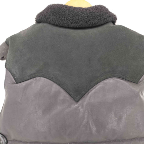 ロッキーマウンテンフェザーベッド Rocky Mountain FeatherBed レザー切り替えデザイン ダウンベスト 牛革 メンズ US:40