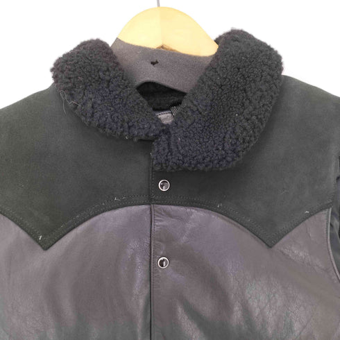 ロッキーマウンテンフェザーベッド Rocky Mountain FeatherBed レザー切り替えデザイン ダウンベスト 牛革 メンズ US:40