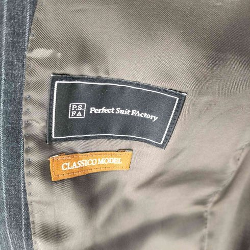パーフェクトスーツファクトリー P.S.FA Perfect Suit FActory ウールポリ ストライプテーラードジャケットセットアップ メンズ 胸囲94 胴囲78 身長175