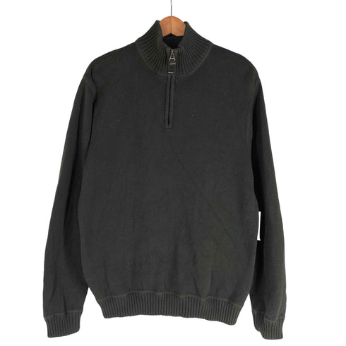 エディーバウアー Eddie Bauer 00s リブ編みハーフジップ コットンニット メンズ M