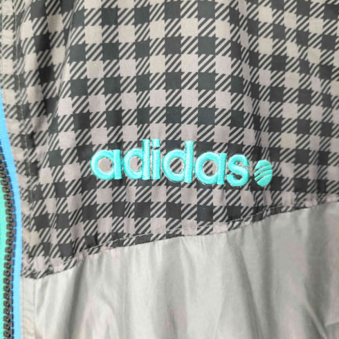 アディダス adidas NEO LABEL ロゴ 刺繍 チェック 切替 アーム スリーストライプ フルジップ パーカー ジャケット メンズ JPN:L