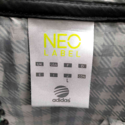 アディダス adidas NEO LABEL ロゴ 刺繍 チェック 切替 アーム スリーストライプ フルジップ パーカー ジャケット メンズ JPN:L