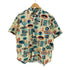 ISLAND BROTHER オールオーバープリント ウッドボタン BDハワイアンシャツ HAWAII SURF メンズ JPN:L