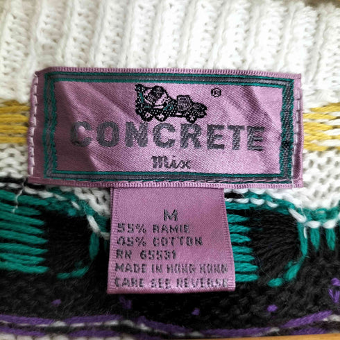 CONCRETE 香港製 ラミーコットン 総柄 クレイジーパターン 3Dニット メンズ import:M