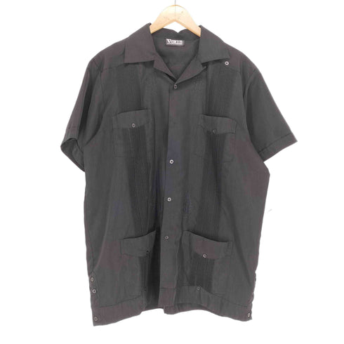Venezzl マルチポケットプリーツデザインS/S 開襟シャツ メンズ
