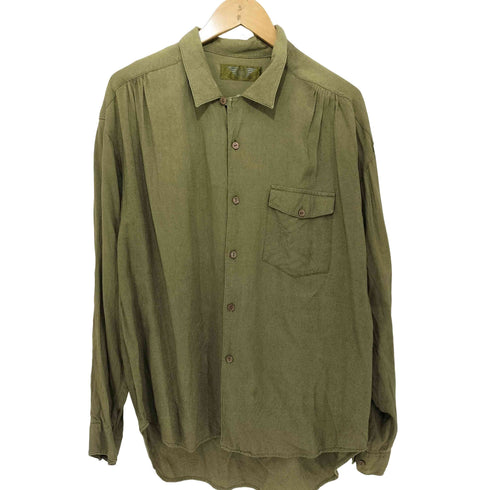 90S I.O.U. Authentic レーヨン ギャザーデザイン L/Sシャツ メンズ import:L
