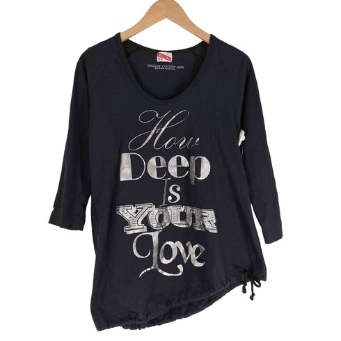 オゾンロックス OZONE ROCKS 銀箔 プリント 裾ギャザーデザイン L/S カットソー Y2K レディース JPN:M