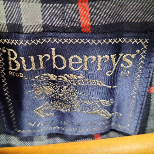 バーバリーズ BURBERRYS 80S 84年製 MADE IN INGLAND 裏地チェック比翼ステンカラーコート メンズ
