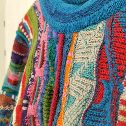 クージー COOGI 90S PURE NEW WOOL マルチカラー 総柄 3D ニット メンズ import:S