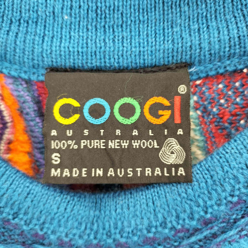 クージー COOGI 90S PURE NEW WOOL マルチカラー 総柄 3D ニット メンズ import:S