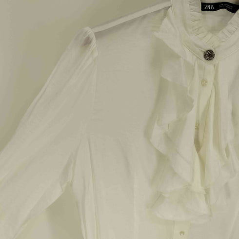 ザラ ZARA Long Sleeve Ruffle Blouse ワッフル フリル ブラウス レディース import:L