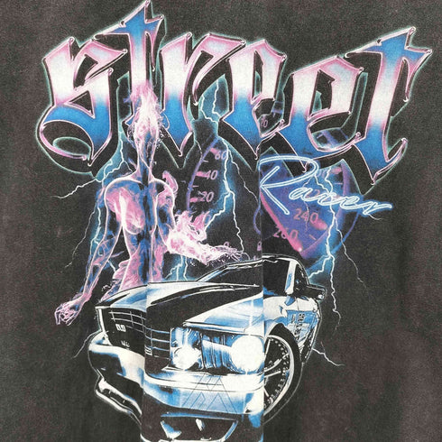 アリュール ARULE STREET RACER ダメージ プリント クルーネックTシャツ メンズ JPN:L