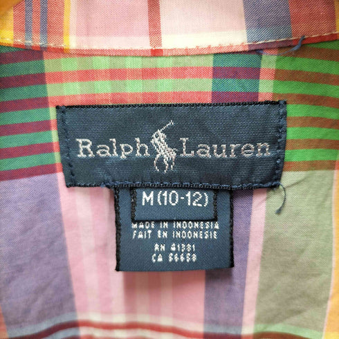 ラルフローレン RALPH LAUREN マルチチェック柄ボタンダウンS/Sシャツ レディース M