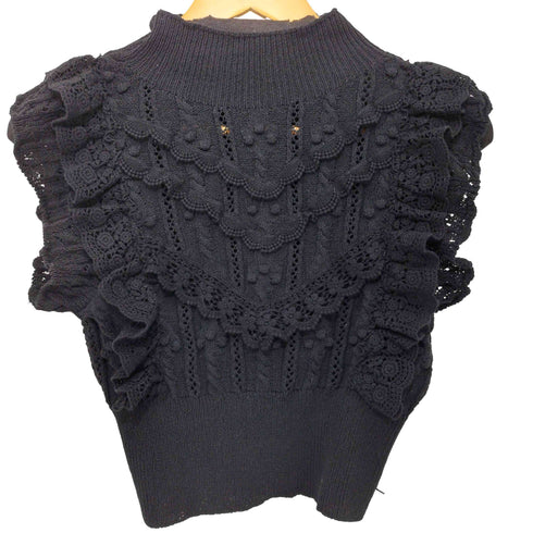 ザラ ZARA フリルデザイン ノースリーブ サマーニット レディース import:S