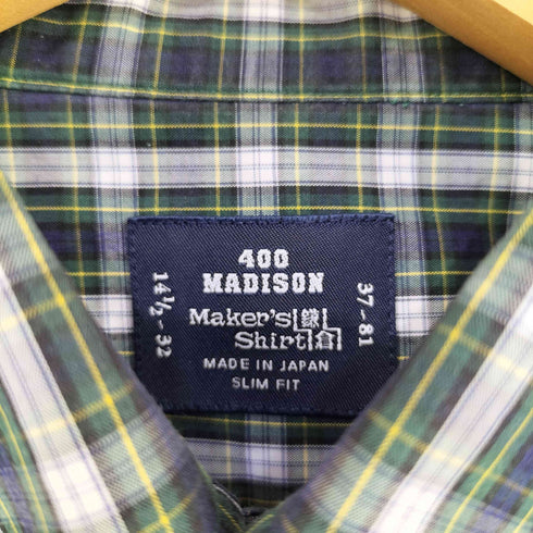 メーカーズシャツカマクラ Makers Shirt 鎌倉 400 MADISON BDマドラスチェックシャツ ドレスゴードン メンズ 14 1/2-32