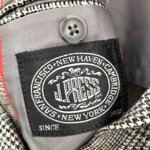 ジェイプレス J.PRESS 千鳥格子柄 段返り3つボタン ウールテーラードジャケット ノータックスラックス セットアップ YZIP メンズ ジャケット:C-92 W-78 T-170 パンツ:72