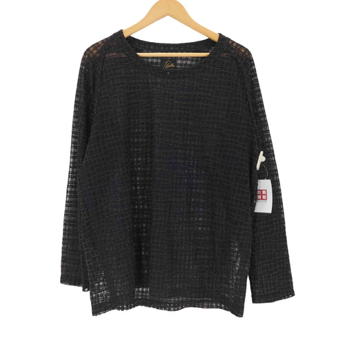 ニードルズ Needles L/S U neckTee Nylon tulle Plaid Emb メンズ JPN:L