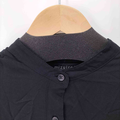ミズイロインド mizuiro ind レーヨン ポリ バンドカラー L/S シャツ ワンピース レディース