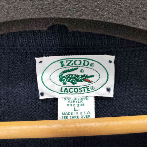 アイゾッドラコステ IZOD LACOSTE 80-90S MADE IN USA Vネックアクリルニット メンズ import:L