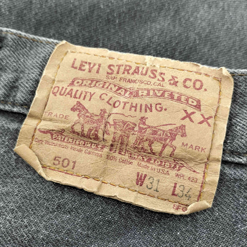 リーバイス Levis 80S USA製 501 ボタン裏 520 刻印 エルパソ工場 ハチマル 内股シングル ボタンフライ 先染め ブラック デニム パンツ 1988年製 メンズ W31 L34