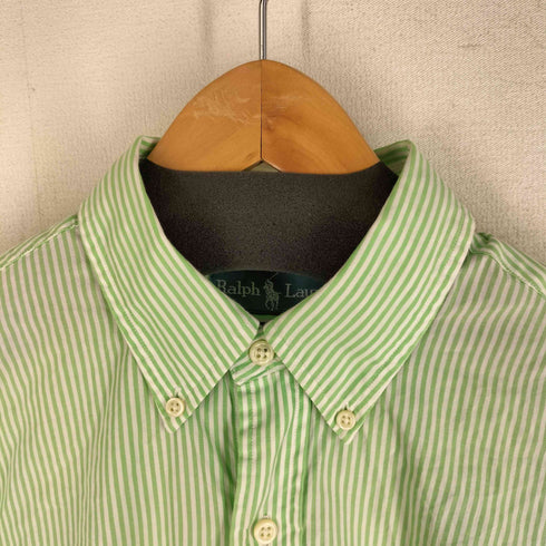 ラルフローレン RALPH LAUREN 00S ポニー刺繍 SLIM FIT ボタンダウン ストライプ L/S シャツ メンズ import:M