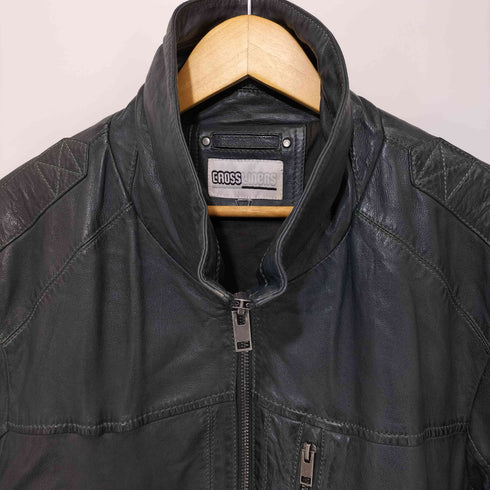 90-00S CROSS LINERS ハイネック ジップアップ レザージャケット メンズ