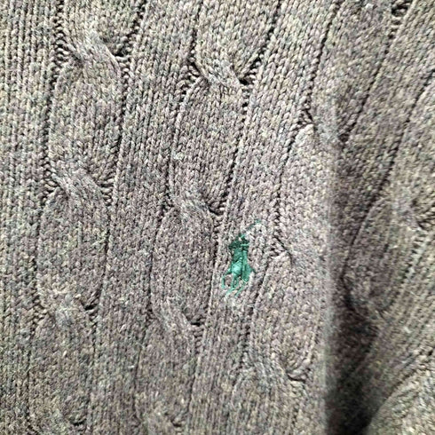 ポロバイラルフローレン Polo by RALPH LAUREN シルクウール ポニー刺繍ケーブルニット メンズ L