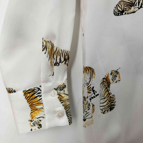 ザラ ZARA 虎柄プリントサテンシャツ レディース import:S
