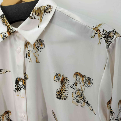 ザラ ZARA 虎柄プリントサテンシャツ レディース import:S