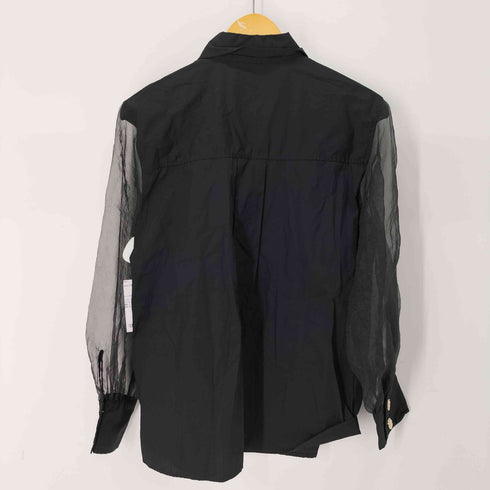 ザラ ZARA コントラストオーガンザ シャツ レディース import:XS