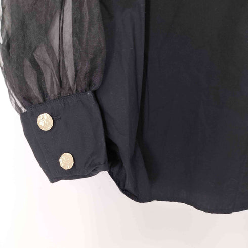ザラ ZARA コントラストオーガンザ シャツ レディース import:XS