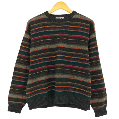 エディーバウアー Eddie Bauer AKA 90s 香港製 マルチボーダーウールニット メンズ import:L