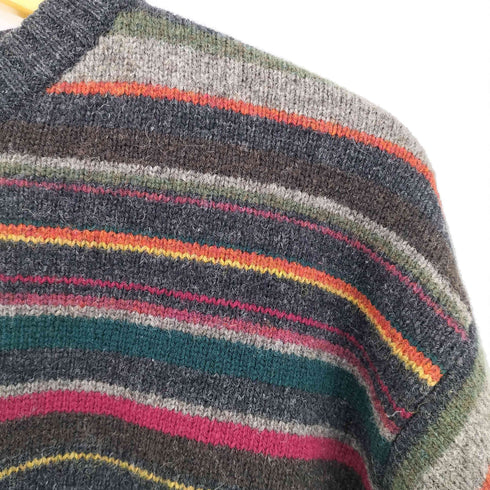 エディーバウアー Eddie Bauer AKA 90s 香港製 マルチボーダーウールニット メンズ import:L