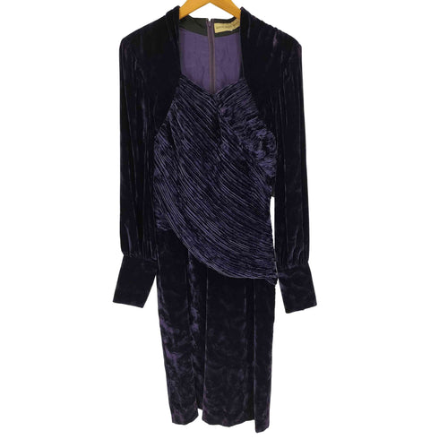 ハナエモリ HANAE MORI 畝切替 ベルベット ワンピース レディース JPN:38
