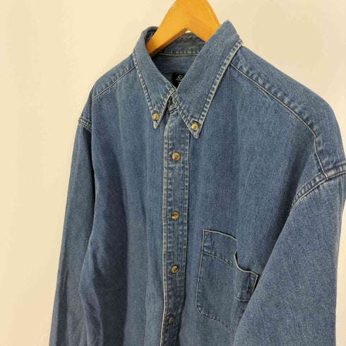 エディーバウアー Eddie Bauer 90-00S DENIM 黒タグ ボタンダウン デニム シャツ メンズ import:L