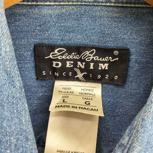 エディーバウアー Eddie Bauer 90-00S DENIM 黒タグ ボタンダウン デニム シャツ メンズ import:L
