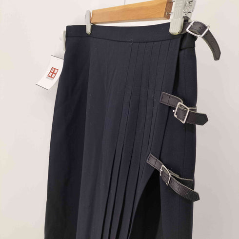 アクアスキュータム AQUASCUTUM ウレタン ウール ストレッチ サイドプリーツ ラップ スカート レディース