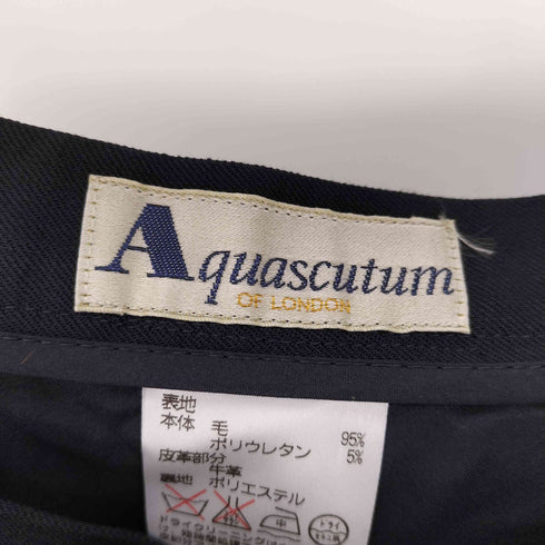 アクアスキュータム AQUASCUTUM ウレタン ウール ストレッチ サイドプリーツ ラップ スカート レディース