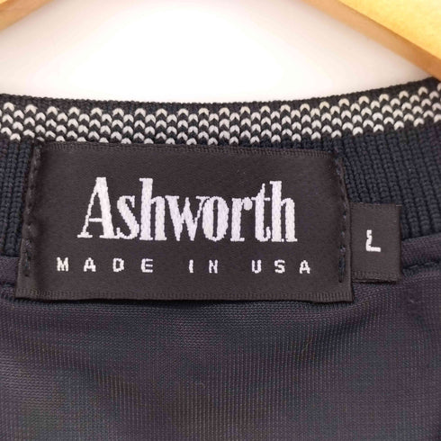 アシュワース ASHWORTH USA製 Vネック サイドポケット 千鳥格子柄 ベスト メンズ import:L