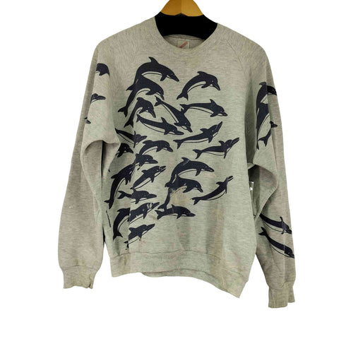 ジャージーズ JERZEES 80S 後期 MADE IN USA イルカ総柄 ラグランスウェット メンズ JPN:XL