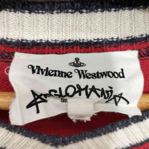 ヴィヴィアンウエストウッド アングロマニア Vivienne Westwood ANGLOMANIA ワンポイント オーブ刺繍 Vネック コットン プルオーバー ニット メンズ FR:38