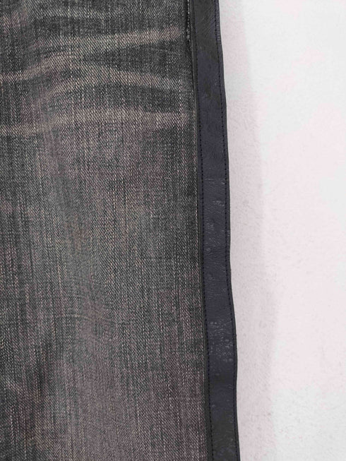 ソフネット SOPHNET. PHASE サイドカウレザーラインブラックデニムパンツ メンズ US:30-31